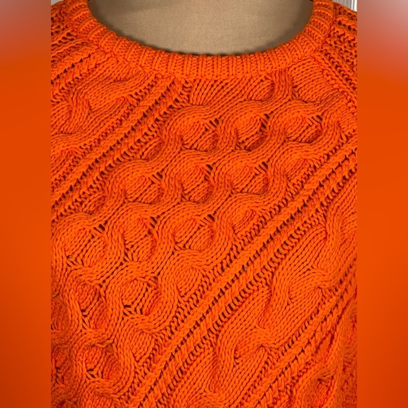 J. Crew Cable Knit Orange Sweater Small NWT - Picture 5 of 10